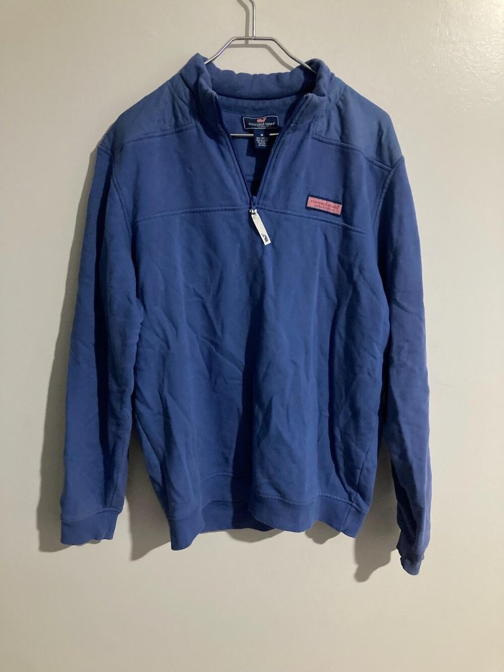 Vineyard Vines Sweatshirt Mens M Blue Pullover Quarter Zip Fleece Graphic